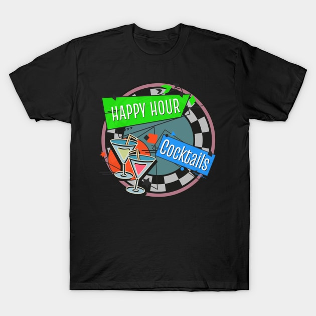 Happy Hour Cocktails Y2K retro T-Shirt by HSH-Designing